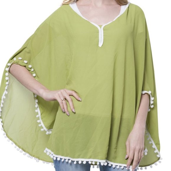 Lime Green Poncho bathing suite cover. - Picture 1 of 2